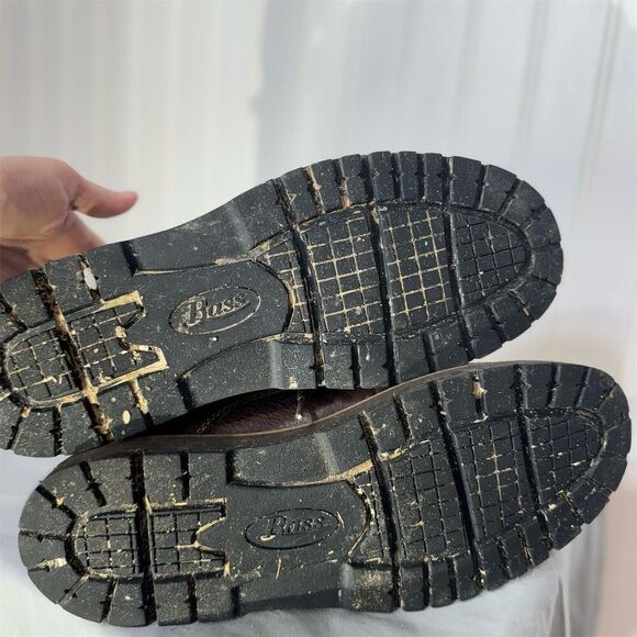 G.H. Bass Malcolm Men’s 10M Brown Leather Moc Toe Boots Wool Panel Lug Sole - Picture 6 of 7